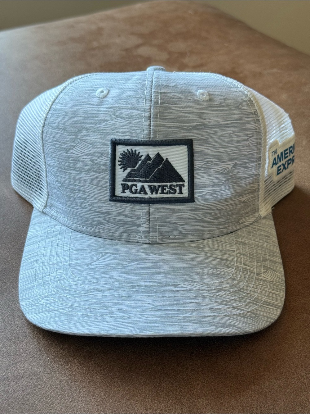 PGA WEST Light Gray White Mesh Golf Trucker Hat